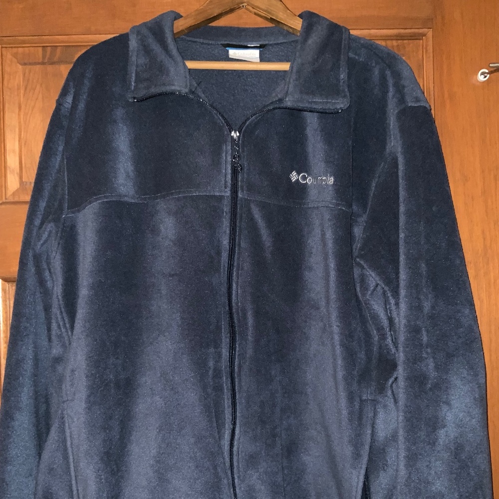 Columbia Mens Fleece Jacket, Sz XL, Navy Blue